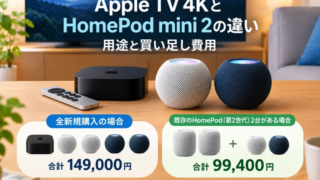Apple TV 4KとHomePod mini 2の違い｜用途と買い足し費用