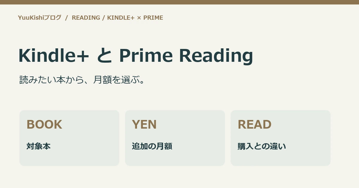 Kindle+ と Prime Reading:読みたい本から、月額を選ぶ。