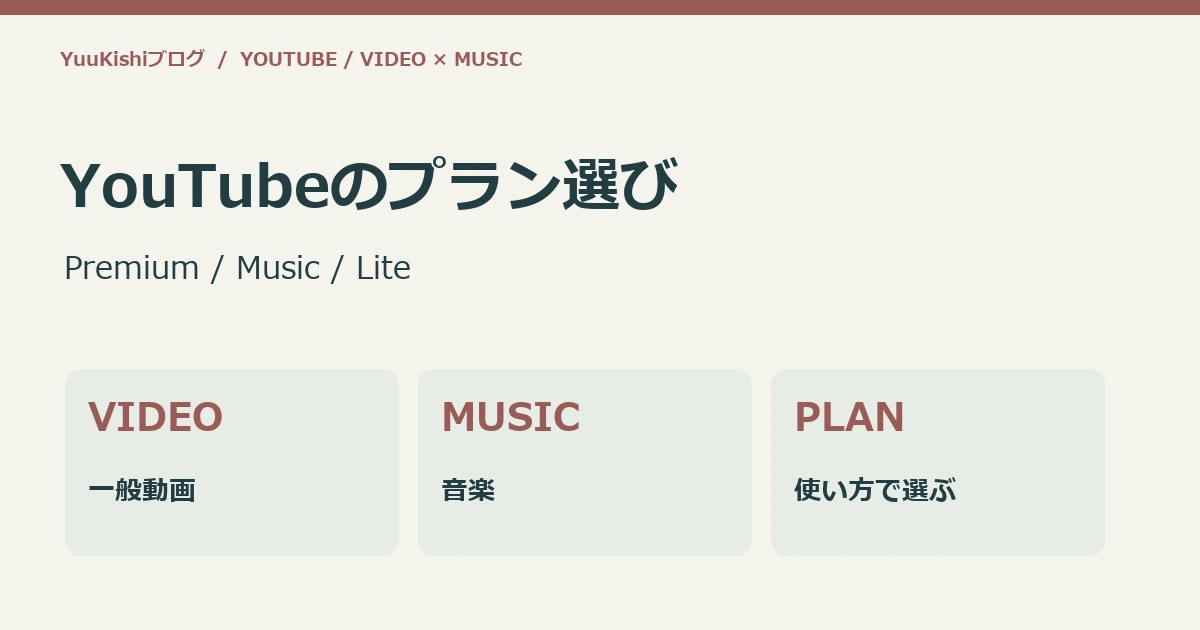 YouTubeのプラン選び:Premium / Music / Lite