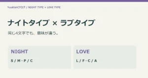 ナイトタイプ × ラブタイプ：同じ4文字でも、意味が違う。