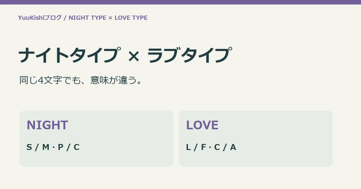 ナイトタイプ × ラブタイプ:同じ4文字でも、意味が違う。