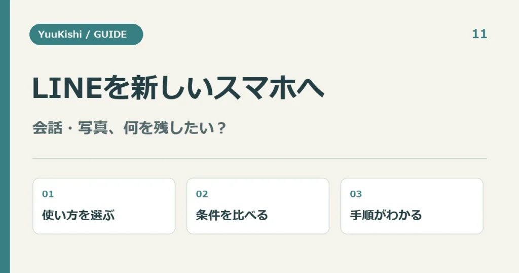LINEを新しいスマホへ — 会話・写真、何を残したい？