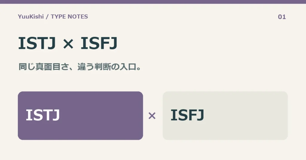 ISTJ × ISFJ — 同じ真面目さ、違う判断の入口。