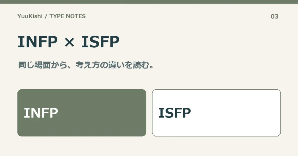 INFP × ISFP — 同じ場面から、考え方の違いを読む。