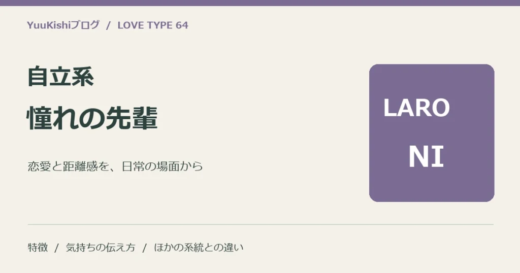 自立系憧れの先輩（LARO-NI）の恋愛と距離感を案内する表紙