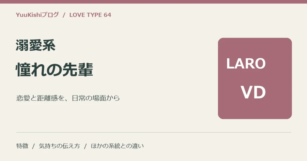 溺愛系憧れの先輩（LARO-VD）の恋愛と距離感を案内する表紙