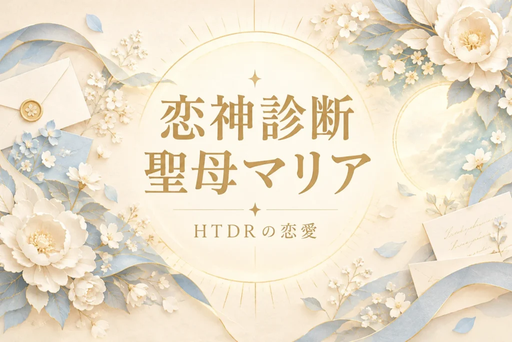 恋神診断聖母マリア・HTDRの恋愛。手紙と花を配した表紙