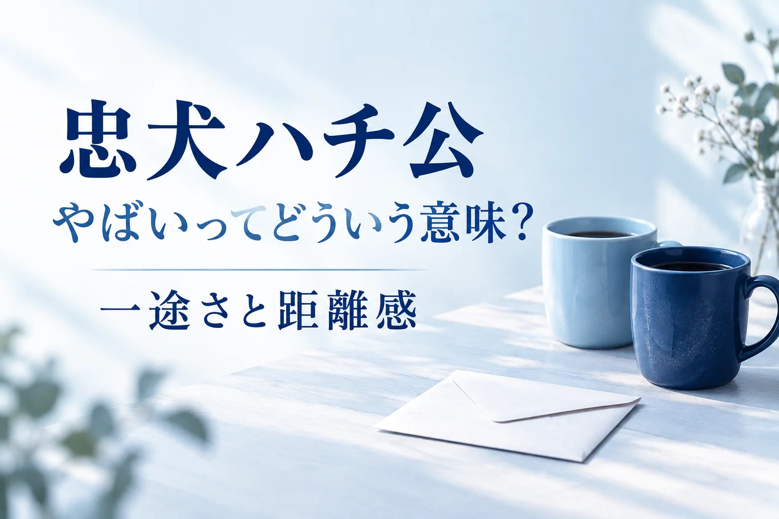 忠犬ハチ公の一途さと距離感を解説する記事の表紙。二つのカップと封筒。