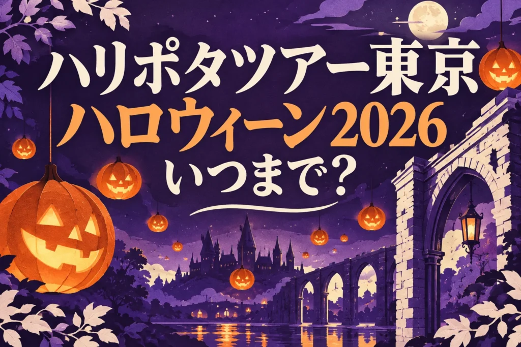 ハリポタツアー東京のハロウィーン2026を紹介するかぼちゃランタンのイラスト