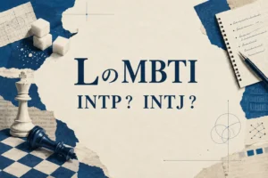 LのMBTIをINTP・INTJで比較するメモとチェスのイラスト